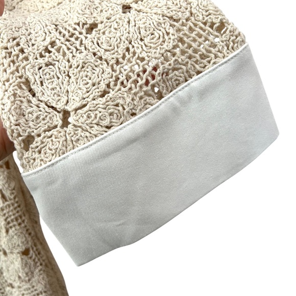 Tuckernuck Crochet Collier Dress S beige white cotton A-line coastal casual mod - Picture 8 of 12